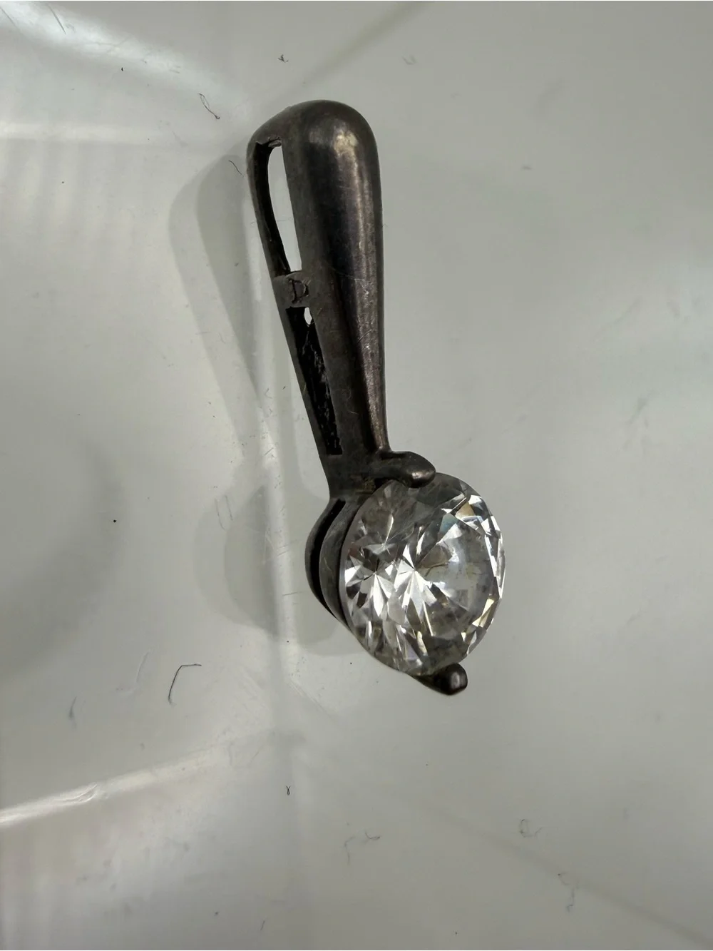 Classic Clear Stone Drop Pendant in Silver-Tone